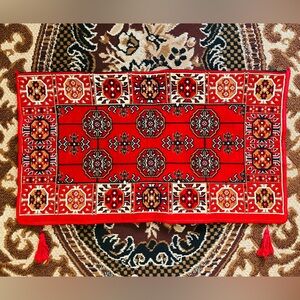 Red and Black Patterned Carpetbag Bag Big size 38x20 inches, handmade